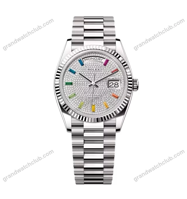 Super Clone Rolex Day-Date Diamond-Paved Dial 128239-0019 36 mm