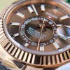 Super Clone Rolex Sky-Dweller Chocolate Dial 336235 — on leather display