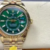 Super Clone Rolex Sky-Dweller Green Dial 336938 (Jubilee) — dial close-up