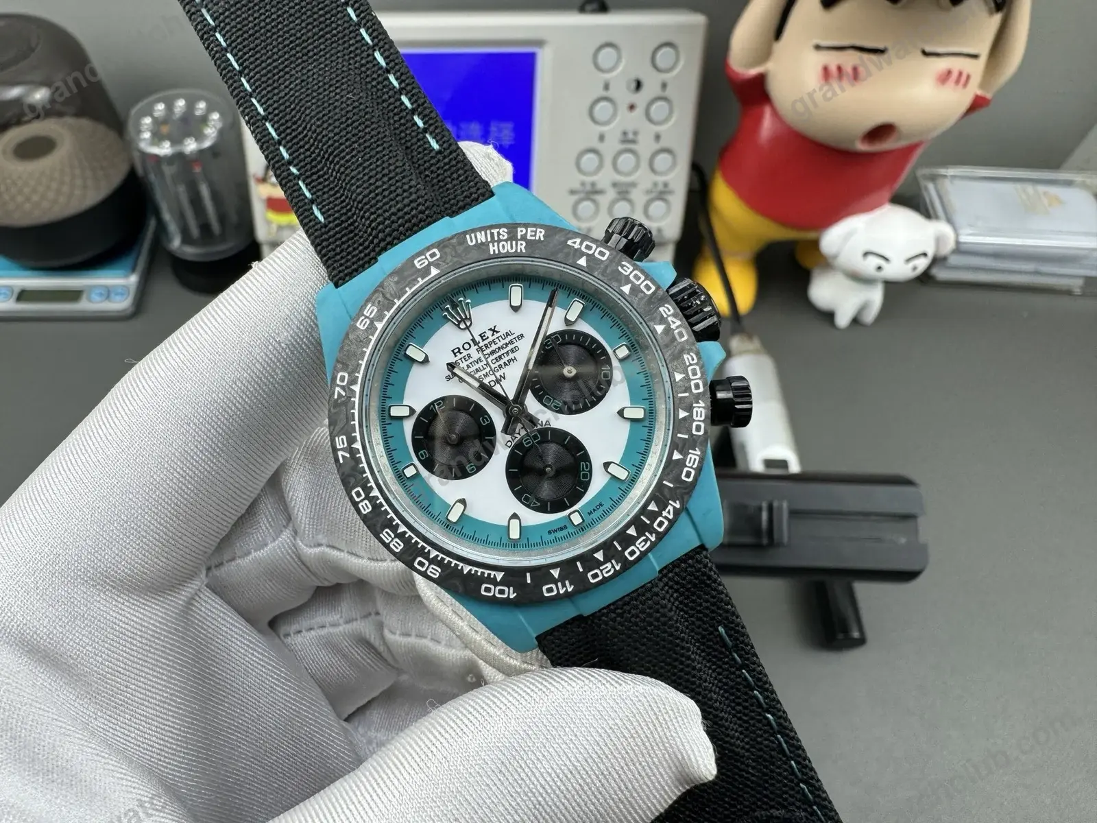 Super Clone Rolex Cosmograph Daytona DIW Turquoise Carbon Panda 116500LN – Swiss SuperClone - photo 6