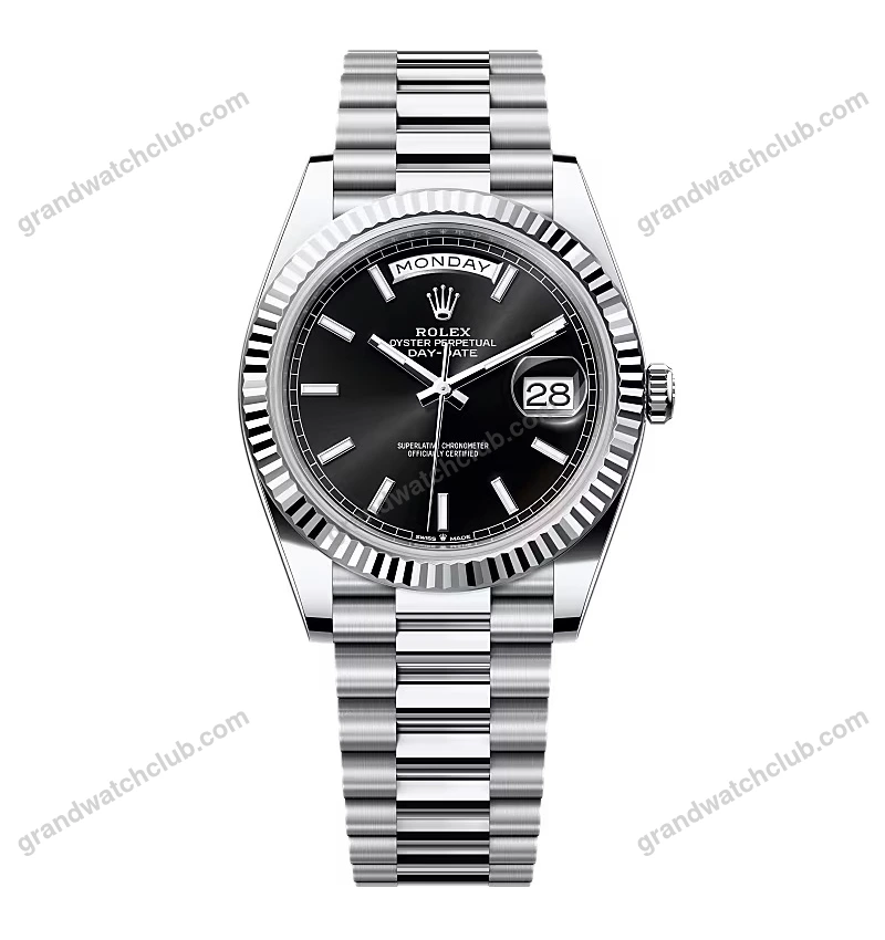 Super Clone Rolex Day-Date Bright Black Dial 228236-0003 40 mm