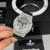 Super Clone Hublot Classic Fusion SKULL Full Diamonds Moissanite Pave 42mm Black Dial – Handcrafted Diamod — dial close-up