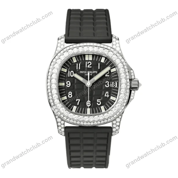 Super Clone Patek Philippe Aquanaut 5067A-025 35.6mm Black Dial Full Moissanite Steel – Customize Diamod