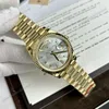 Super Clone Rolex Day-Date White Mother-of-Pearl Diamond Dial 128238-0123 36 mm — dial close-up