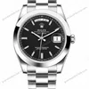 Reduced Rolex Day-Date Silver Black Diamond Dial Oyster Bracelet