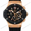 Super Clone Hublot Big Bang Rose Gold Black Carbon Dial Rubber Strap