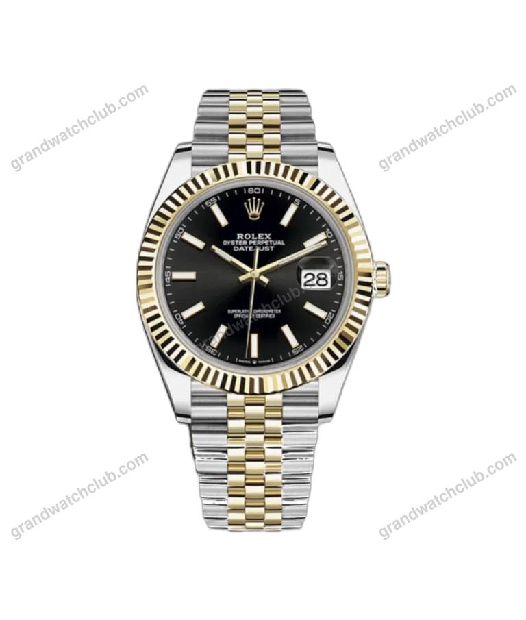 Super Clone Rolex Datejust Two Tone Black Dial