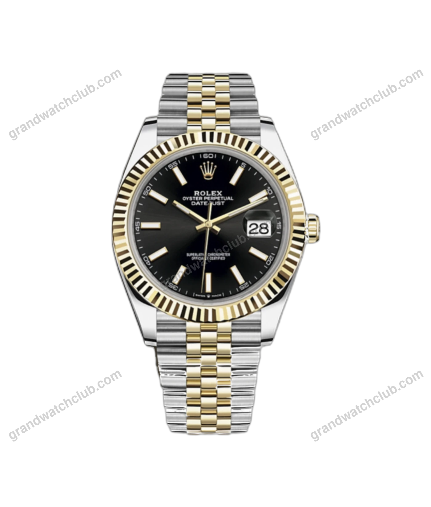 Super Clone Rolex Datejust Two Tone Black Dial