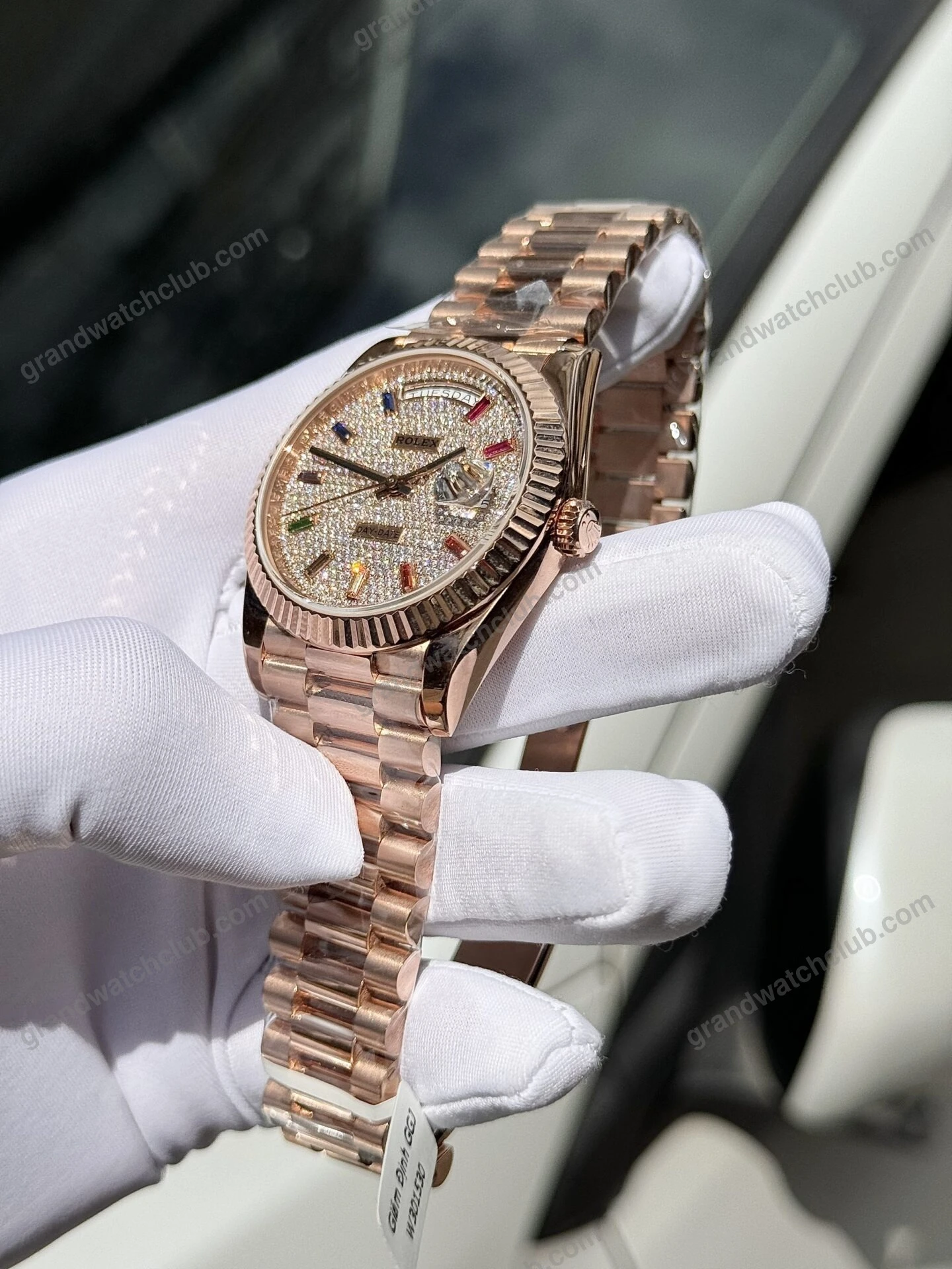 Super Clone Rolex Day-Date Diamond-Paved Dial 128235-0039 36 mm β side profile