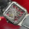 Super Clone Cartier Santos Large Skeleton WHSA0009 39mm — on leather display