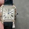 Super Clone Cartier Santos-Dumont 43.5mm WSSA0022 43.5mm x 31.4mm Steel — on leather display