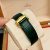 Super Clone Omega Speedmaster Moonwatch Professional 42mm 310.63.42.50.10.001 Green Dial Yellow Gold — on leather display