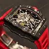 Super Clone Richard Mille RM 35-02 Carbon TPT Purple AR Sapphire Rubber Strap — on leather display