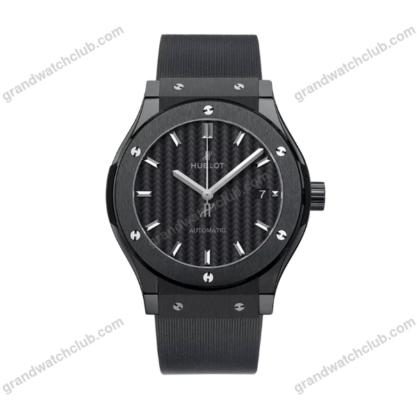 Super Clone Hublot Classic Fusion Ceramic Black 42mm Carbon Dial JJZ Base