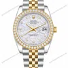 Super Clone Rolex Datejust 36 MM White Floral Diamond Dial Jubilee Bracelet Yellow Gold Two Tone Diamond Bezel