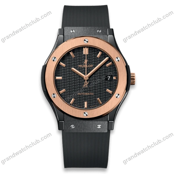 Super Clone Hublot Classic Fusion Ceramic Carbon Dial King Gold JJZ 42mm Base