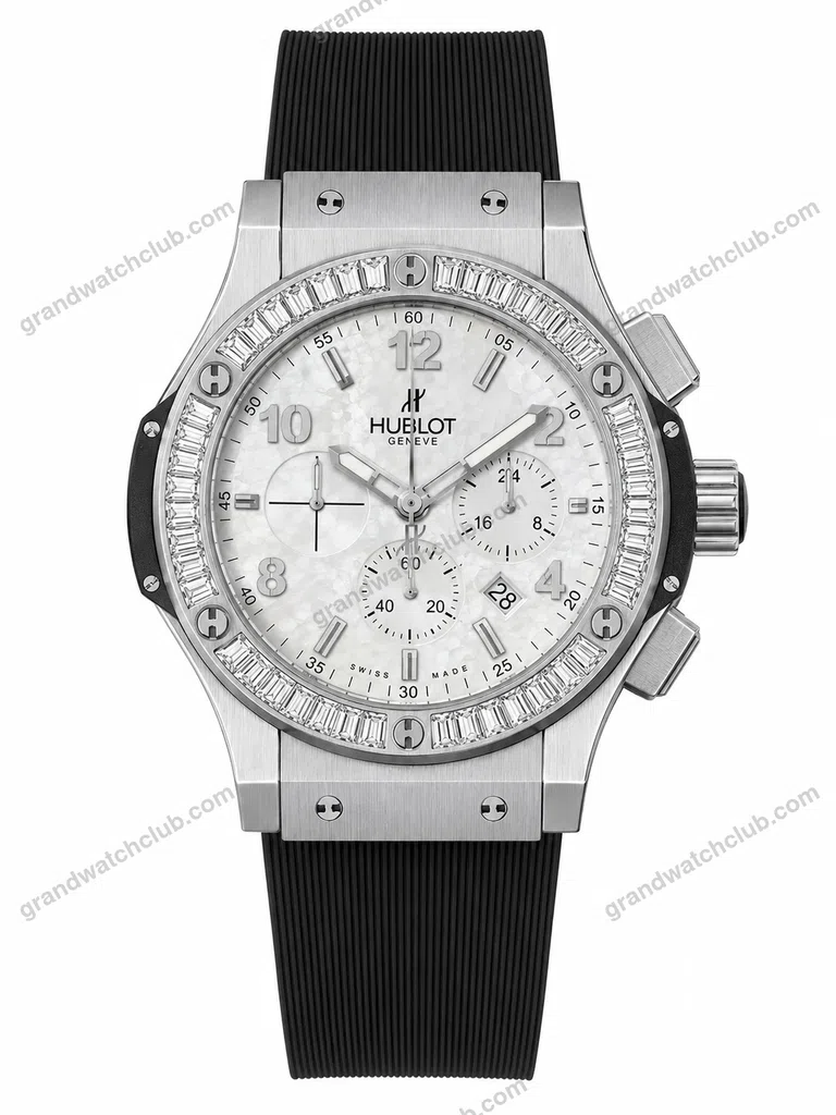 Super Clone Hublot Big Bang Silver White Diamond Bezel Rubber Strap