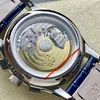 Super Clone Patek Philippe Complications 5961P-001 40mm Blue Dial Steel — on leather display