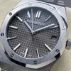 Super Clone Audemars Piguet Royal Oak 15500ST.OO.1220ST.02 41mm Grey Dial — on leather display