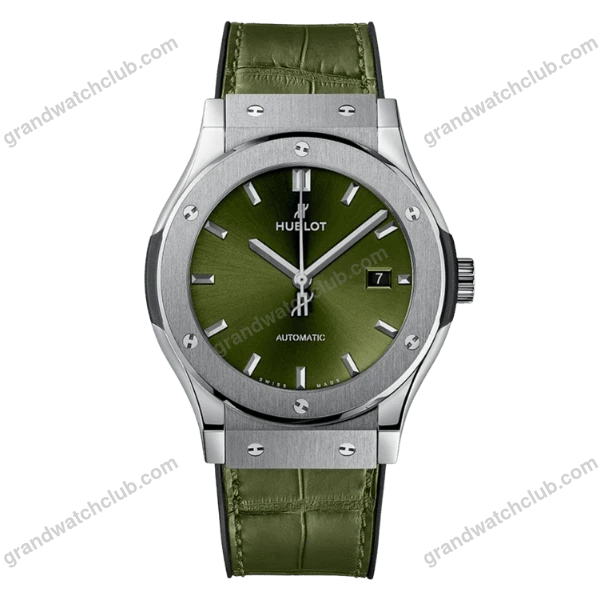 Super Clone Hublot Classic Fusion Titanium Green 542.NX.8970.LR 42mm