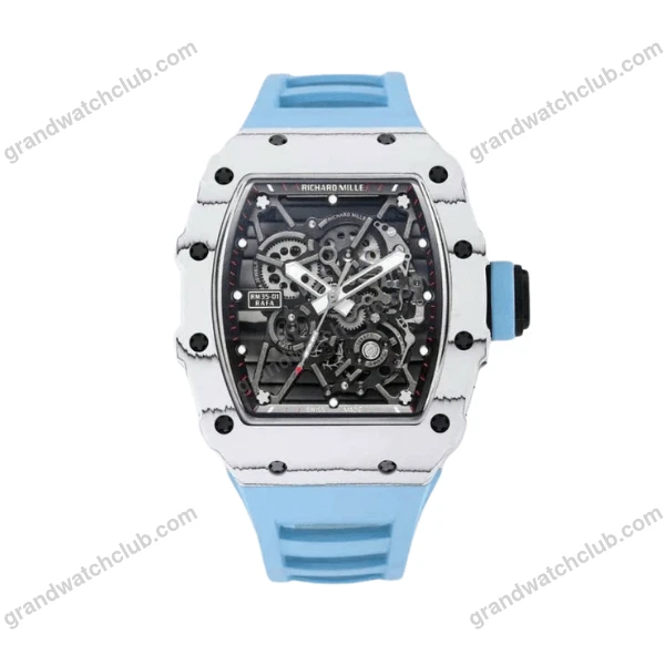 Super Clone Richard Mille RM 35-01 Richard Mille Rafa Cacbon NTPT Blue Strap 42mm
