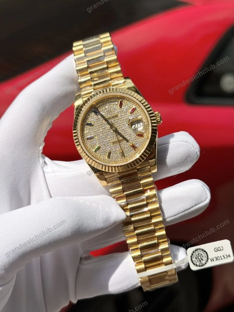 Super Clone Rolex Day-Date Diamond-Paved Dial 128238-0051 36 mm β dial close-up