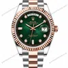 Reduced Rolex Day-Date Two Tone Green Diamond Dial Oyster Bracelet