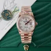 Super Clone Rolex Day-Date White Mother-of-Pearl Diamond Dial 128345rbr-0077 36 mm — dial close-up