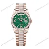 Super Clone Rolex Day-Date Green Dial 128345RBR Diamond-set 36 mm