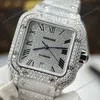 Super Clone Cartier Santos de Cartie Larger Full Diamond 39.8mm – Handcrafted Diamod — clasp and links