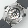 Super Clone Audemars Piguet Royal Oak Offshore Diver 15720ST 42mm Stainless Steel Grey Dial — on leather display