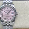 Super Clone Rolex Datejust Pink Roman Dial 126234-0031 36 mm — dial close-up