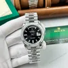 Super Clone Rolex Day-Date Bright Black Dial 228236-0003 40 mm β dial close-up