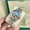 Super Clone Rolex Oyster Perpetual Turquoise blue Dial 277200 31 mm — dial close-up