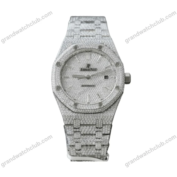 Super Clone Audemars Piguet Royal Oak 15400ST 41mm Full Moissanite Hongkong – Customize Diamod