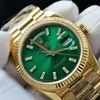 Super Clone Rolex Day-Date Bright Green Diamond Dial 128238-0130 36 mm — side profile