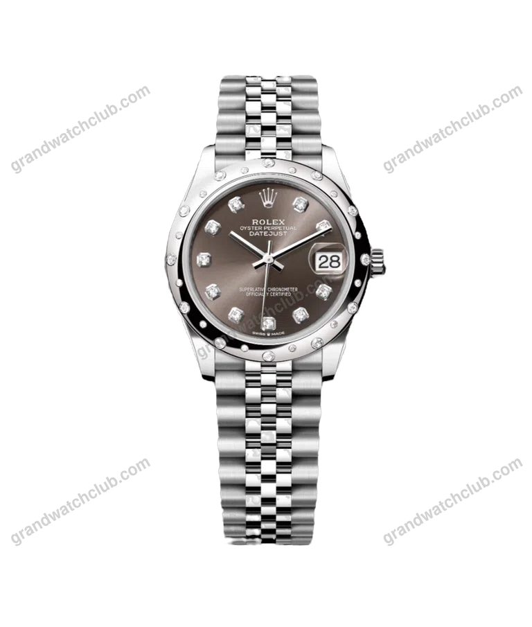 Super Clone Rolex ,Dark Grey , 31 mm, Oystersteel White Gold and Diamonds Dial
