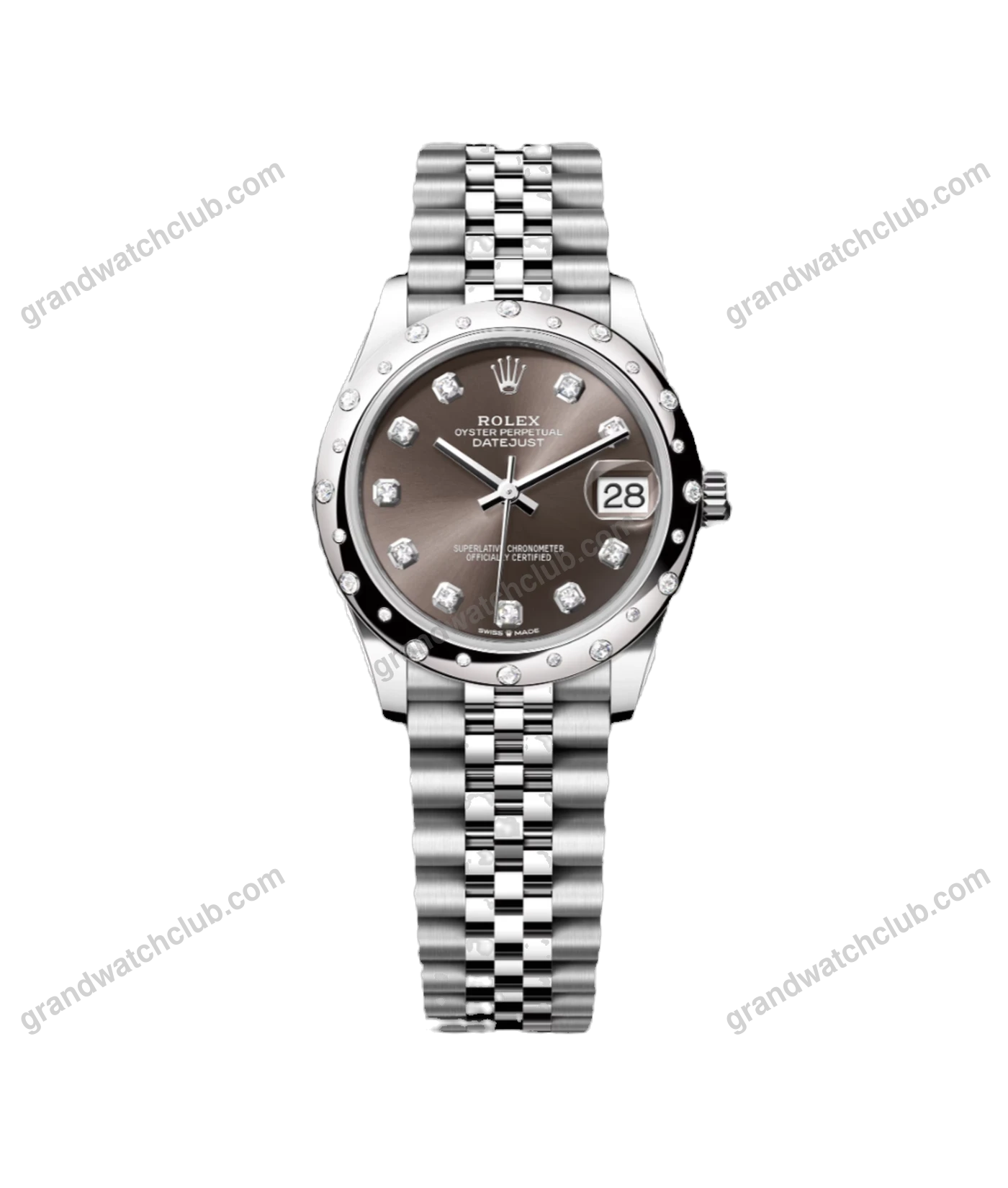 Super Clone Rolex ,Dark Grey , 31 mm, Oystersteel White Gold and Diamonds Dial