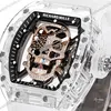 Super Clone Richard Mille RM 52-01 Transparent Skull Tourbillon Rubber Strap β case and bezel