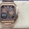Super Clone Patek Philippe Cubitus 5821/1AR-001 45mm Chocolate Dial Rose Gold — dial close-up