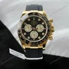 Super Clone Rolex Daytona Black Dial Yellow Gold 126518LN — dial close-up