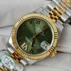 Super Clone Rolex Datejust Olive Green Roman Diamond Dial 126233-0025 36 mm — side profile