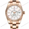 Super Clone Rolex Sky-Dweller Rose Gold White Dial