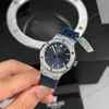 Super Clone Hublot Classic Fusion Diamonds Moissanite Pave 33mm Blue Dial – Handcrafted Diamod — case and bezel