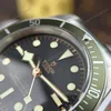 Super Clone Tudor Black Dial Titanium — on leather display