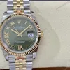 Super Clone Rolex Datejust Olive Green Roman Diamond Dial 126233-0026 36 mm — dial close-up