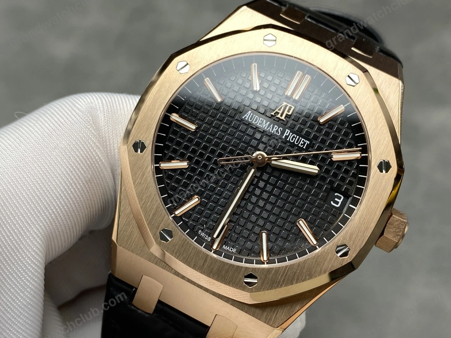 Super Clone Audemars Piguet Royal Oak 15500OR Rose Gold 41mm Black Dial — view 10
