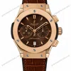 Super Clone Hublot Big Bang Rose Gold Brown Sunburst Dial Crocodile Leather Strap