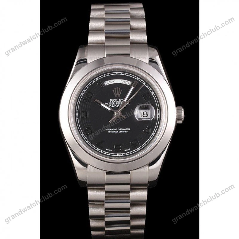 Super Clone Rolex Day-Date Black Dial 80294 40 mm — dial close-up