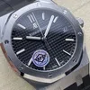 Super Clone Audemars Piguet Royal Oak 15500ST.OO.1220ST.03 41mm Black Rubber Strap — on leather display